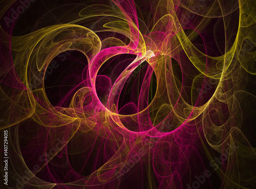 Obraz na płótnie Fractal colored abstract on black background w salonie