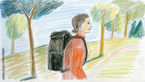 Person enjoying nature while hiking on a sunny path  