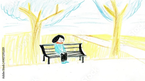 Obraz na płótnie Person sitting alone on a bench in a park w salonie