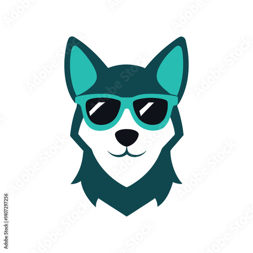 Vector art illustration of a dog wearing sunglass mascot logo.eps