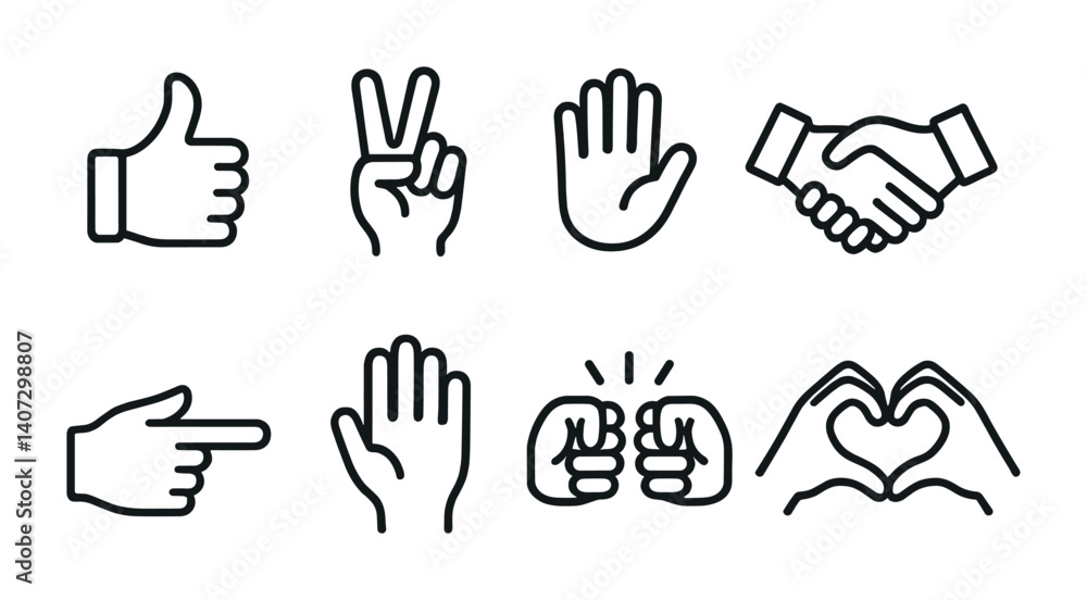 Obraz premium outline vector icons of touch control settings: gestures, swipe, double tap, long press, multi-touch, zoom, rotate, drag. No text. The icons should be clean. isolated transparent background. Line