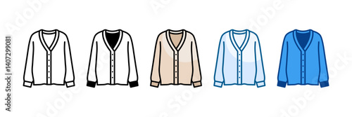 Cardigan Icon Set Multiple Style Collection