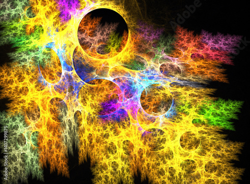 Obraz na płótnie Fractal colored abstract on black background w salonie