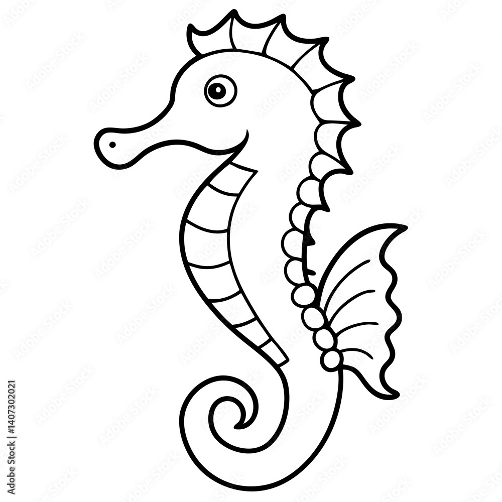 Fototapeta premium Seahorse Silhouette in Clean Line Art
