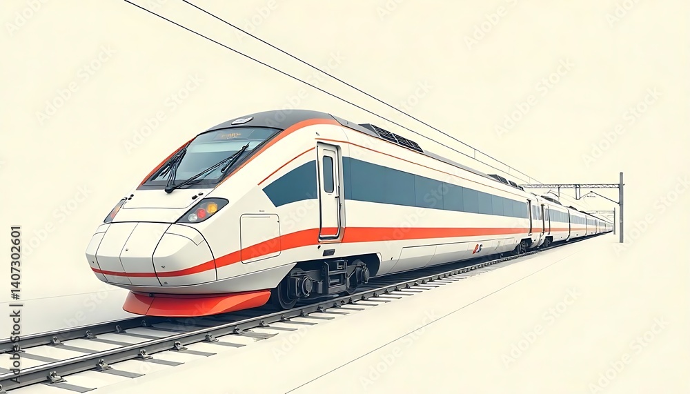 Fototapeta premium minimalistic art of bullet train flat drawing train seen from the front prepares to carry passengers quickly, safe, comfortable to their destination created with generative ai 