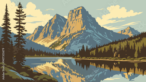 Mountain reflection on Mirror Lake – Utah, USA
