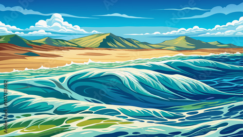 natural texture of agitated sea surface