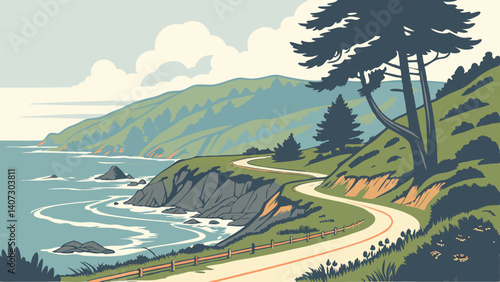 Scenic drive along the Pacific Coast Highway near Monterey – California, USA
