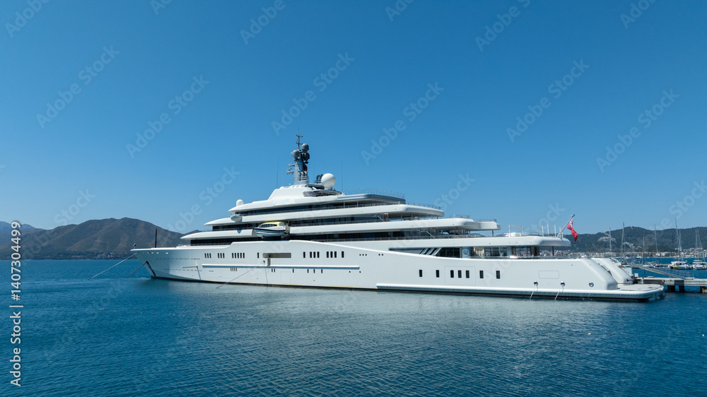 Aerial Shot of Mega Yacht by the Coastline Aerial Shot of Mega Yacht by the Coastline