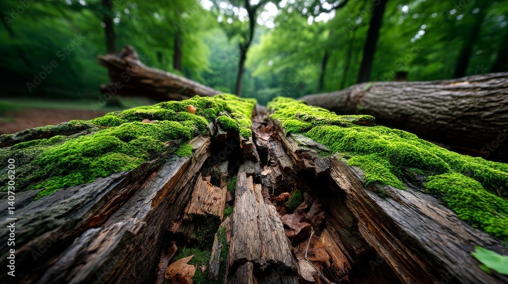 Lush Green Moss Covering Decaying Wood Forest Floor Nature Photography Tranquil Environment Close-up View Natural Beauty Lush Green Moss Covering Decaying Wood Forest Floor Nature Photography Tranquil Environment Close-up View Natural Beauty