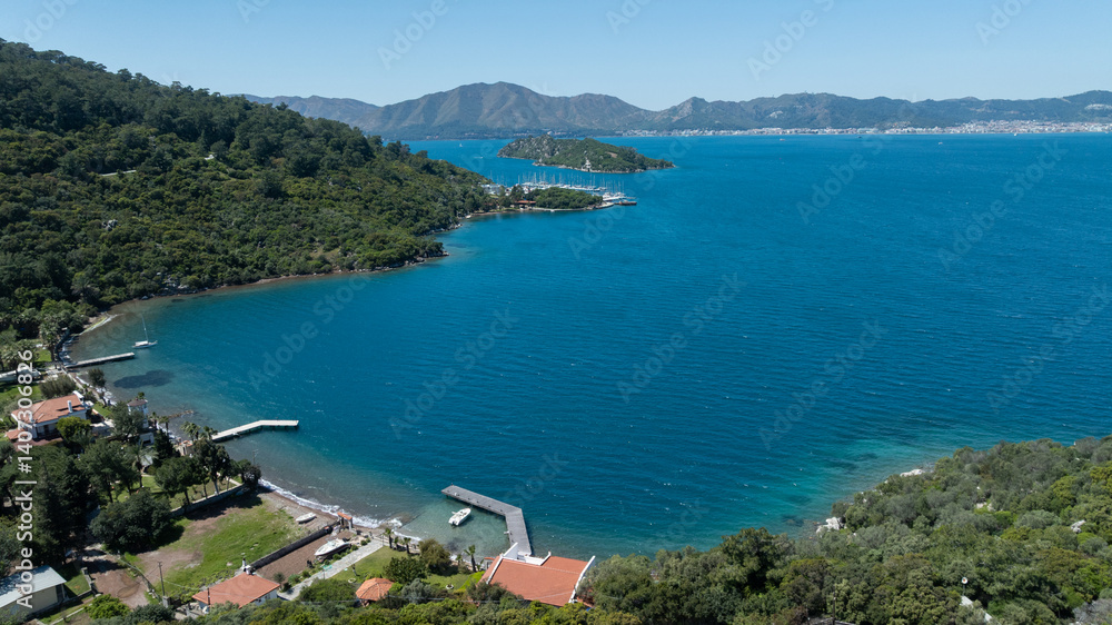 Fototapeta premium Coastal Life in Marmaris from Above