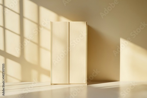 A white cabinet with a wavy design sits in front of a wall
