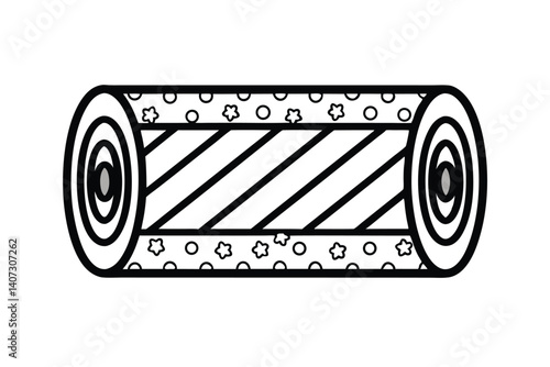 Cartoon Kawaii Toilet Paper Roll With Geometric And Dotted Patterns Isolated On White Background Vector Art