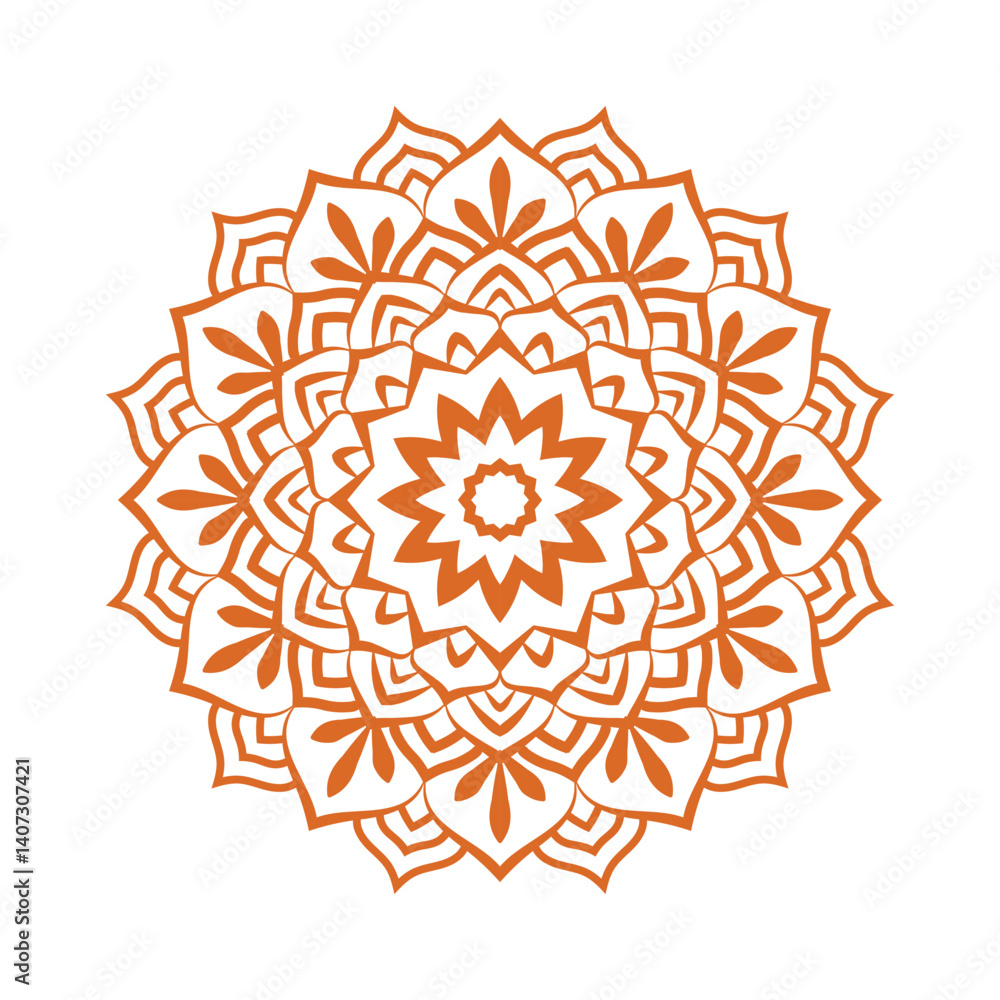 Elegant White Mandala on Navy Blue background