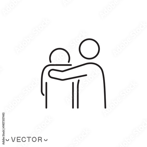 empathy and compassion icon, mental personality problems concept, friendship, thin line symbol isolated on white background, editable stroke eps 10 vector illustration