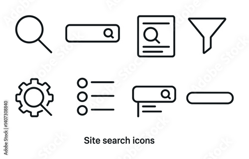 outline vector icons of parental control settings: time limit, blocked content, child profile, activity report, safe search, app control, PIN lock, bedtime mode. No text. The icons should be clean.