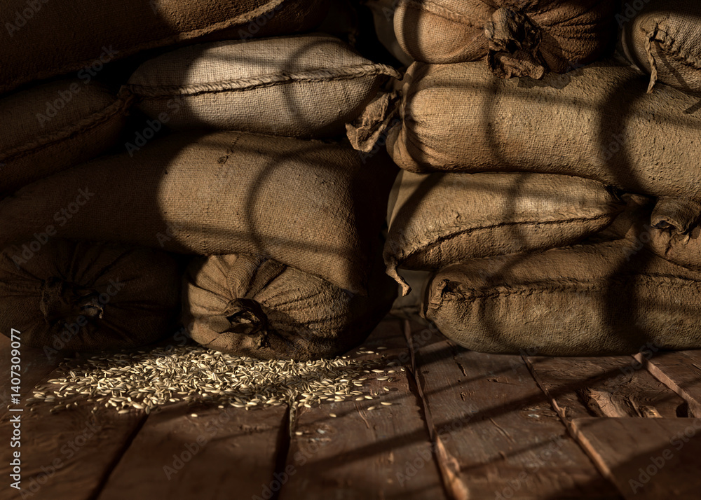 Indoor Wood Floor And Hessian Sack Stage