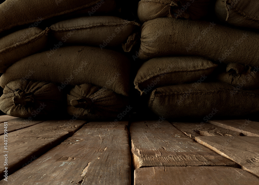 Indoor Wood Floor And Hessian Sack Stage