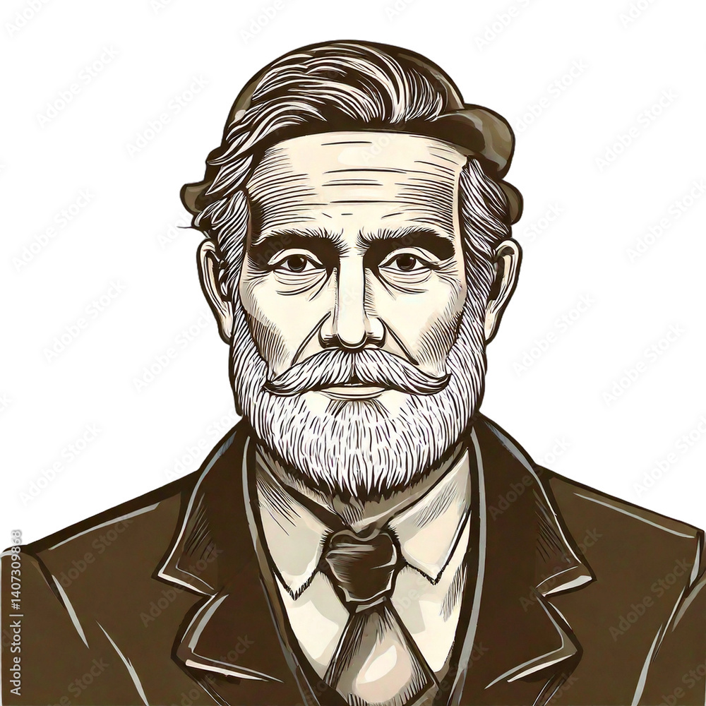 Old man Illustration with suit on transparent background