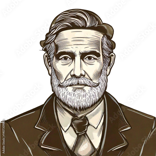 Obraz na płótnie Old man Illustration with suit on transparent background w salonie