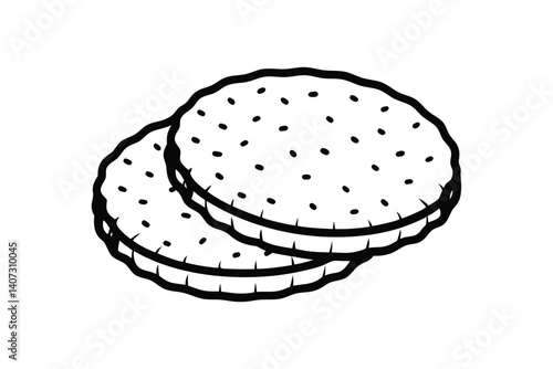 Cream Filled Sandwich Cookies Line Art Icon For Menu Design And Sweet Treat Illustrations