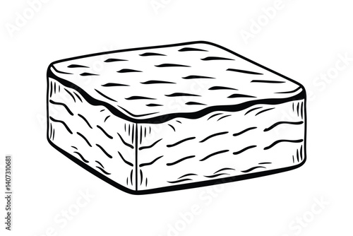Hand Drawn Illustration Of Kitchen Sponge Cleanliness Icon Isolated On White Background For Graphic Design
