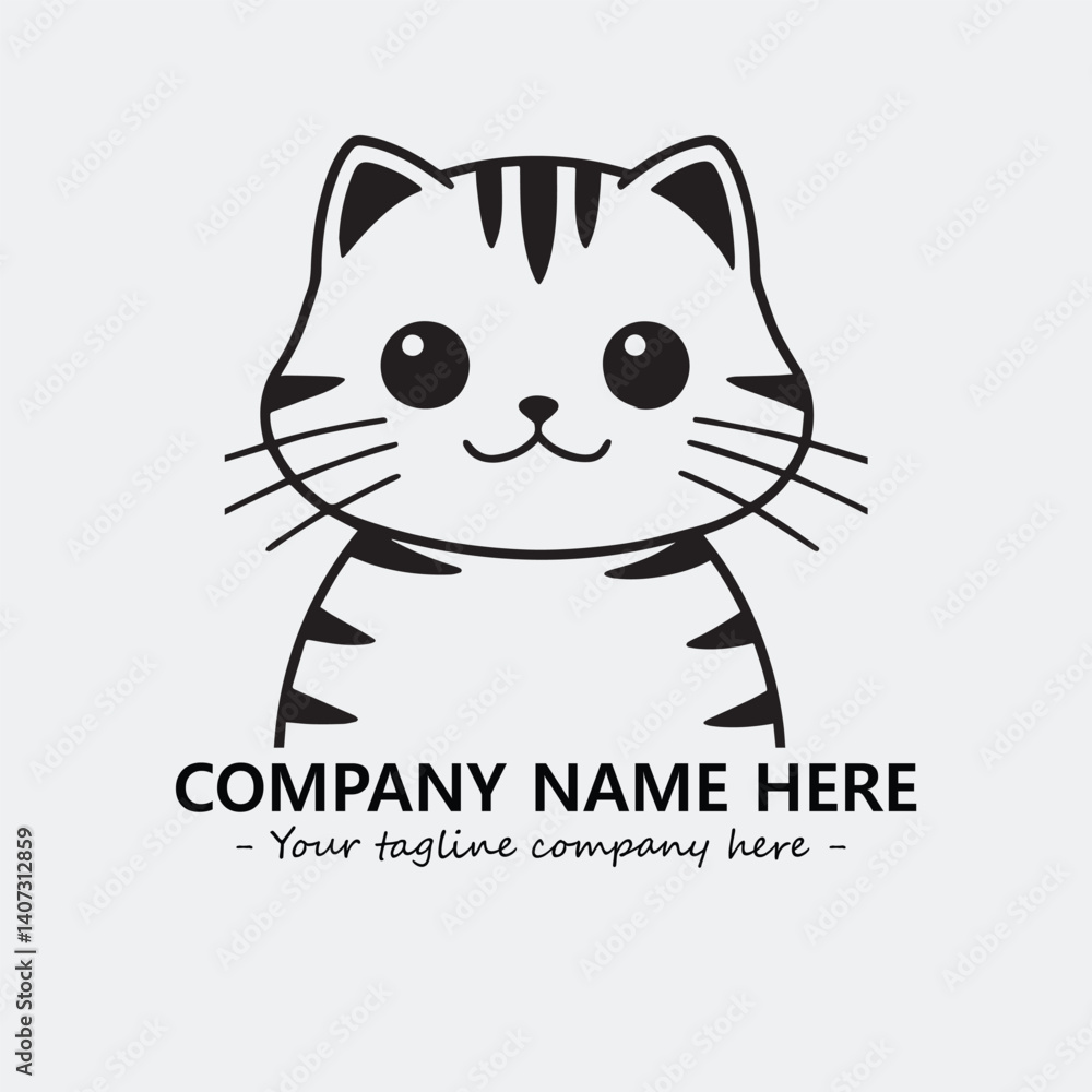 Naklejka premium Cat illustration black and white for logo company vector image