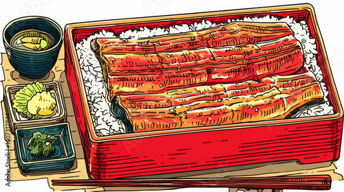 鰻のかば焼き、日本の食べ物、ベクターイラスト