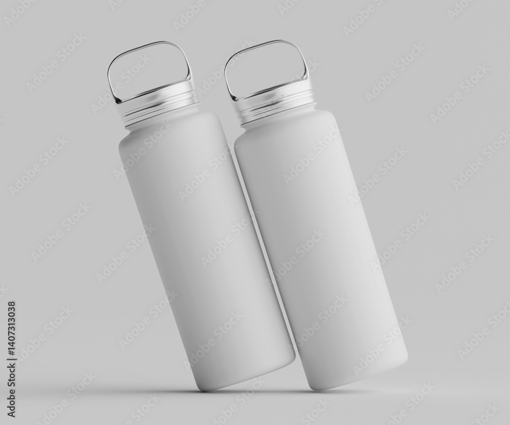 Insulated water bottle white color 3D render illustration for mockup collection Insulated water bottle white color 3D render illustration for mockup collection