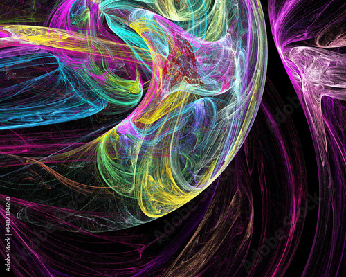 Obraz na płótnie Fractal colored abstract on black background w salonie