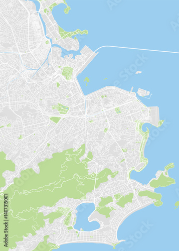 City map Rio de Janeiro, color detailed plan, vector illustration