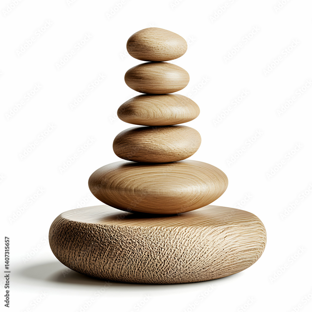 Stacked Wooden Stones On White Background Stacked Wooden Stones On White Background