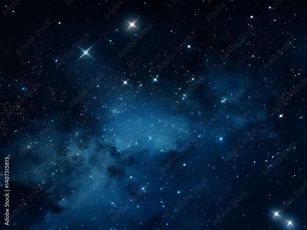 Fototapeta premium Stars in the night sky decrease in size with colors blending beautifully across the sky