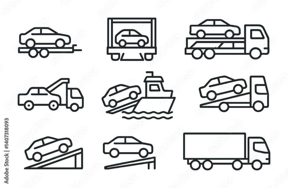 transportation icons set transportation icons set