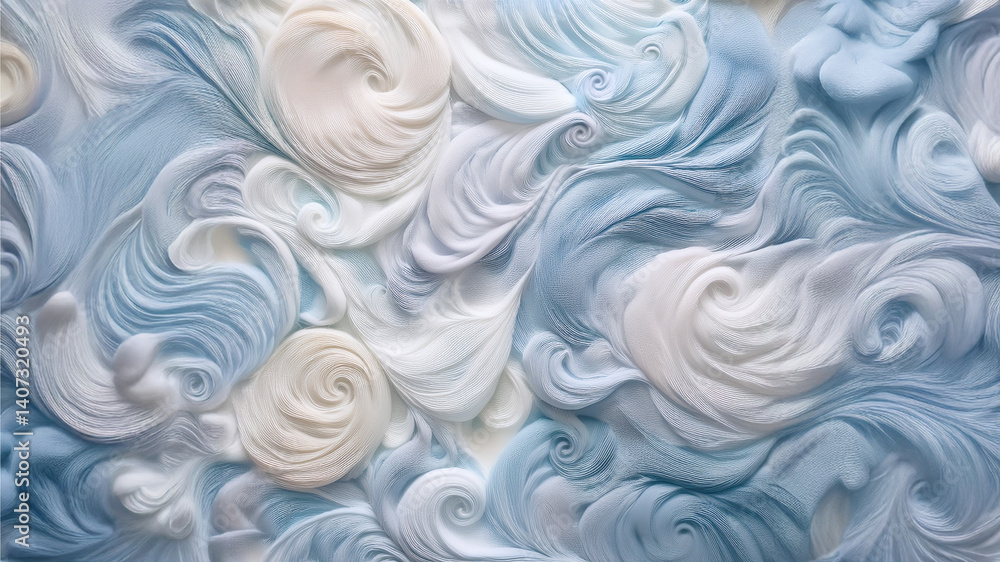 A swirling abstract pattern in pastel tones of blue, white, and beige. The design features smooth gradients and flowing textures, creating the impression of waves or clouds in serene motion A swirling abstract pattern in pastel tones of blue, white, and beige. The design features smooth gradients and flowing textures, creating the impression of waves or clouds in serene motion