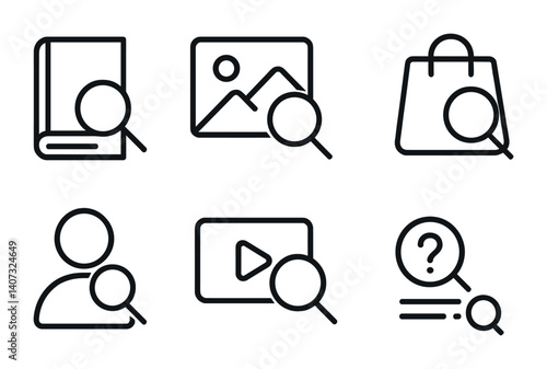 outline vector icons of parental control settings: time limit, blocked content, child profile, activity report, safe search, app control, PIN lock, bedtime mode. No text. The icons should be clean.