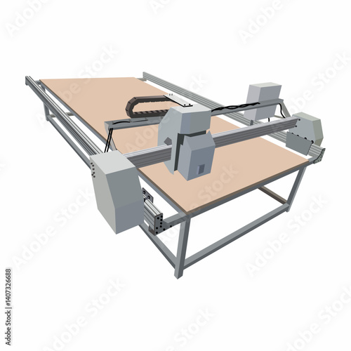 CNC Machine Tool Vector Illustration – Precision Industrial Equipment Design