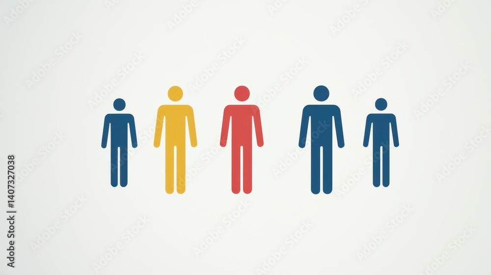 This graphic features a minimalistic design of human figures in various colors, representing diversity, inclusion, and community. Ideal for presentations on social themes. This graphic features a minimalistic design of human figures in various colors, representing diversity, inclusion, and community. Ideal for presentations on social themes.