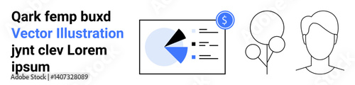 Pie chart with financial icon, abstract human head outlines, showcasing analytics, teamwork, relationships, decision-making, business growth, financial planning. Ideal for concepts and simple landing Free Download Pie chart with financial icon, abstract human head outlines, showcasing analytics, teamwork, relationships, decision-making, business growth, financial planning. Ideal for concepts and simple landing - GFXLoad