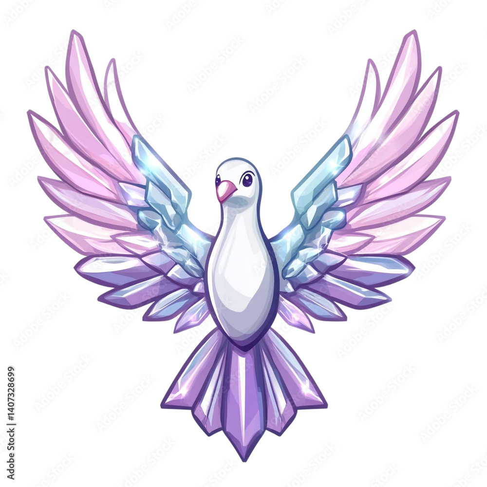 Fototapeta premium Crystal dove with wings spread wide a symbol of peace and purity
