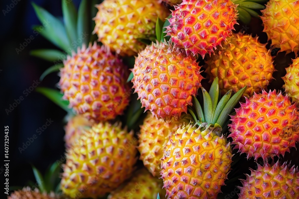 Close-up of colorful pineapples Close-up of colorful pineapples