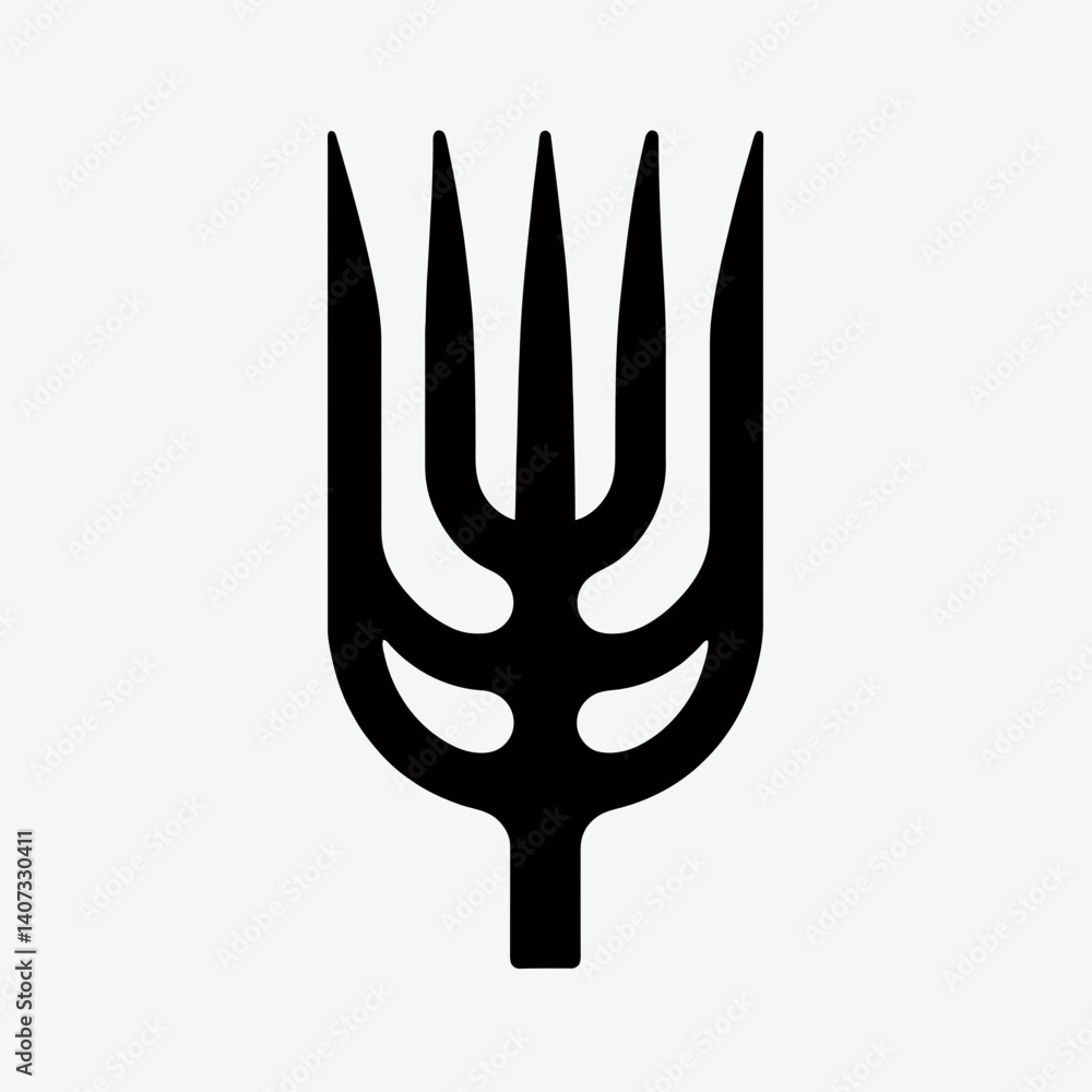 Pitchfork Prong Silhouettes in black on a white background Pitchfork Prong Silhouettes in black on a white background