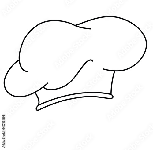 Cute cartoon hand drawn vector chef hat coloring page.