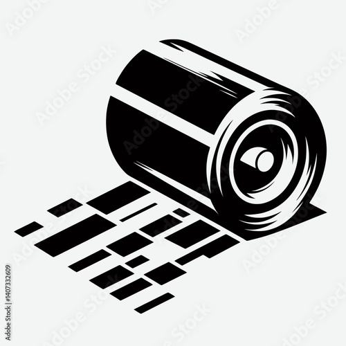 Plastic Wrap Roll Silhouettes in black on a white background