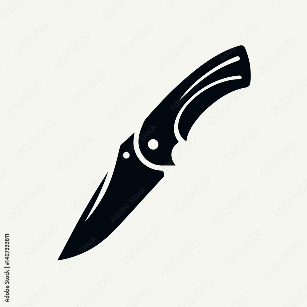 Obraz premium Pocket Knife Blade Silhouettes in black on a white background