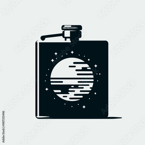 Pocket Flask Silhouettes in black on a white background