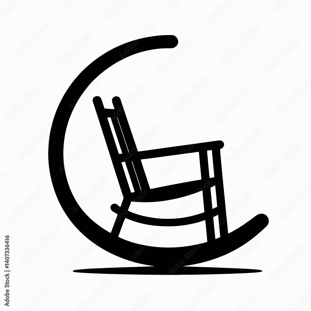 Rocking Chair Arc Silhouettes in black on a white background Rocking Chair Arc Silhouettes in black on a white background