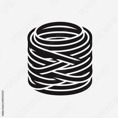Rubber Band Roll Silhouettes in black on a white background