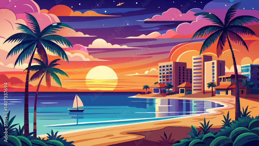 Fototapeta premium USA, Florida, Boca Raton, Sun rising above sea