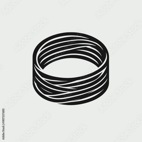 Rubber Band Roll Silhouettes in black on a white background